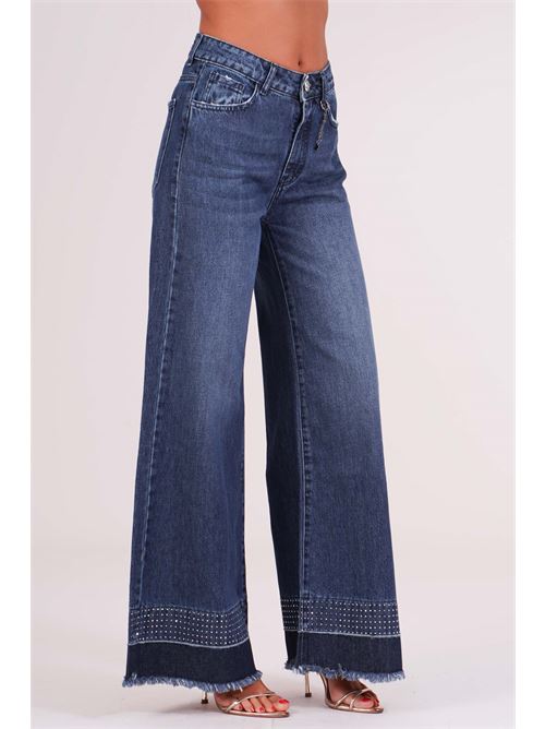 Jeans palazzo con strass Luckylu Milano | PA02DFDENIM WASH